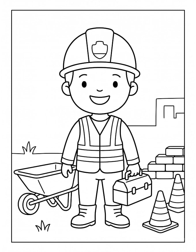 create a cute construction coloring book for kids