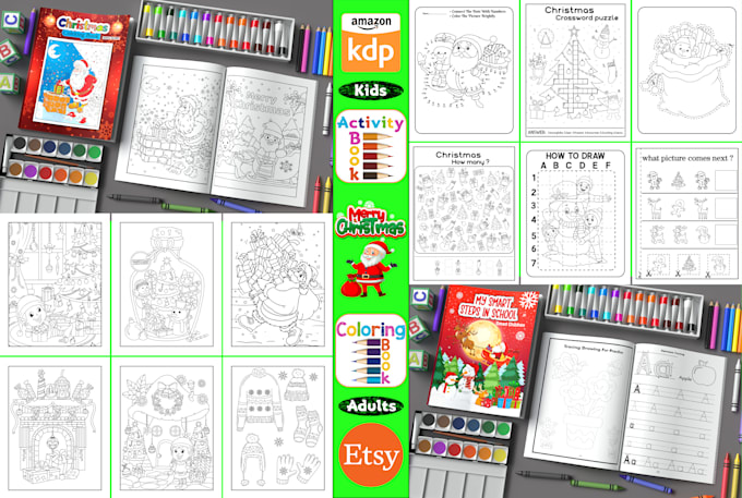 create christmas, halloween, and thanksgiving coloring books for KDP