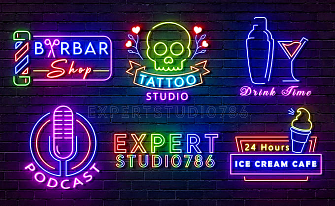 design 3 neon logo or neon sign light for you in just 8 hours