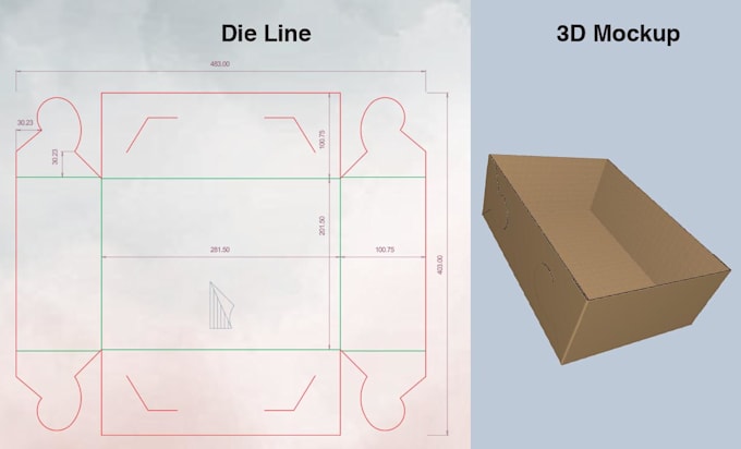design packaging dieline and kld using cad software