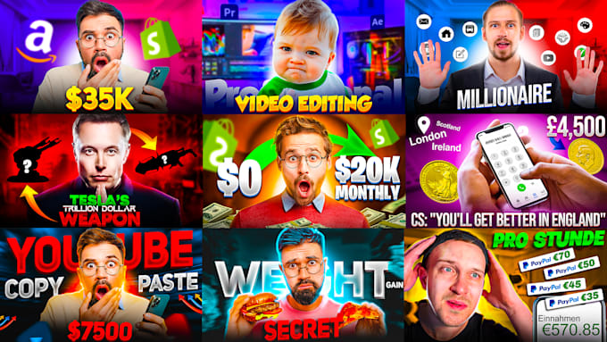 do high CTR clickbait youtube thumbnail design in 3hrs
