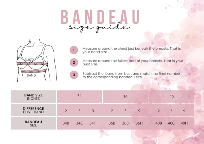 design an attractive size chart or size guide for you