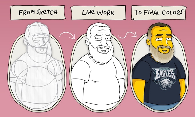 draw yellow cartoon portraits for couples and families