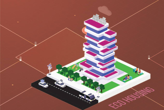 create amazing 3d isometric vector illustration design