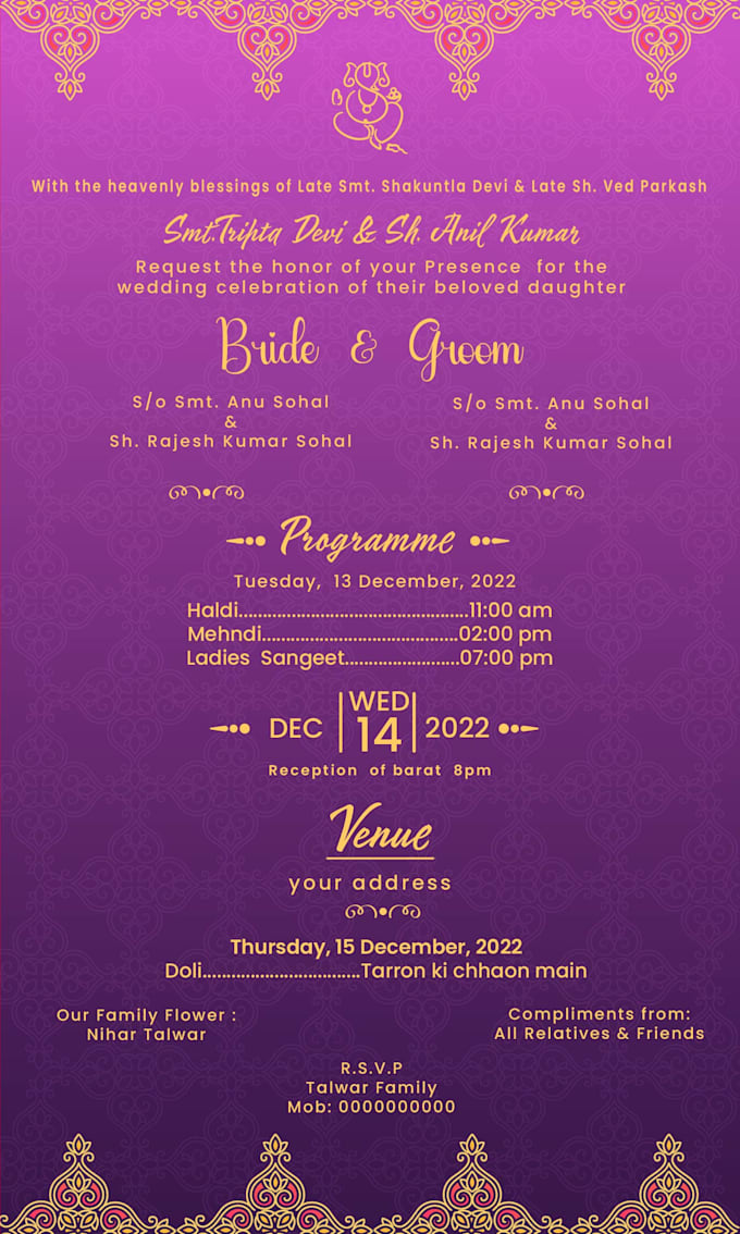 create a rajasthani wedding invitation video