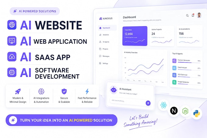 develop ai website, ai web application, ai saas app, ai software development