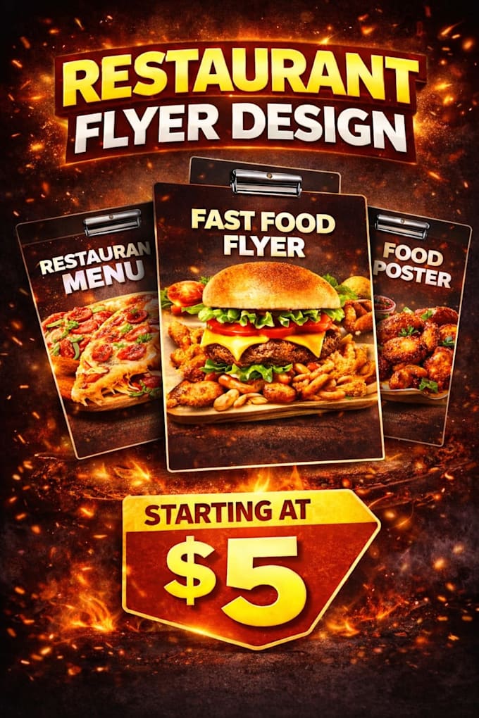 design restaurant flyer, food poster or menu design professionally