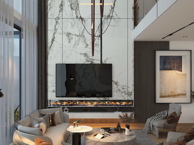 do living room interior design and rendering