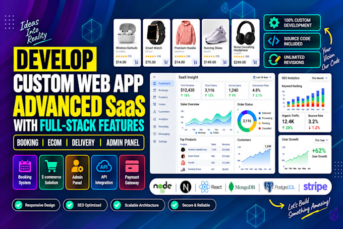 develop a custom website with advanced saas features