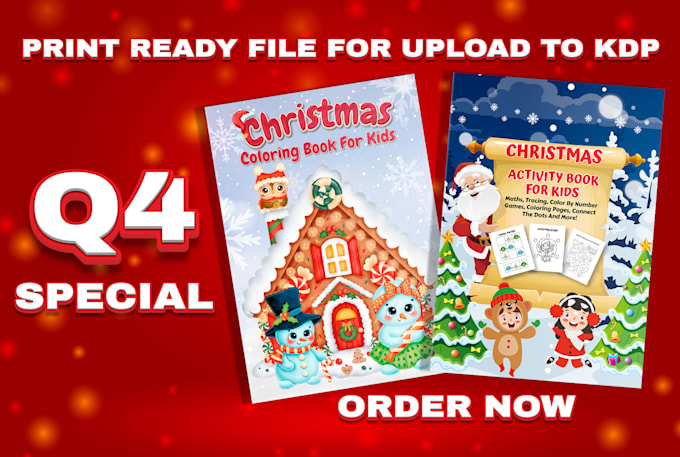 create christmas coloring and activity book covers and interior design