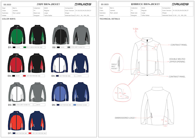 make fashion tech pack with flat sketches for production