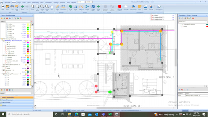 do material takeoff and cost estimation on planswift