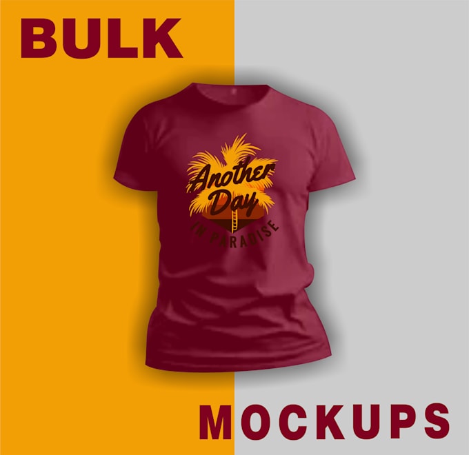 do a bulk tshirt, clothing mockup with your design