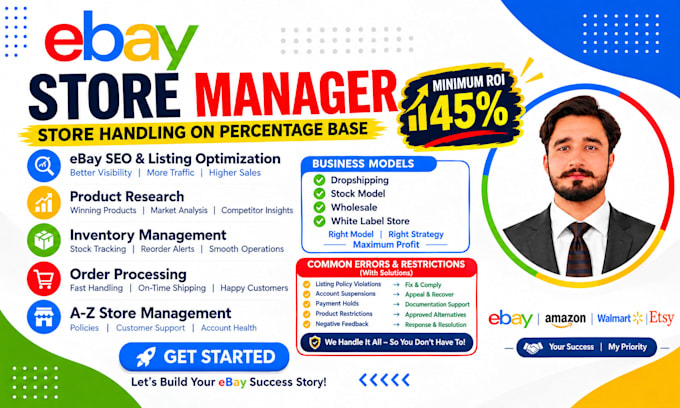 manage your ebay, noon store for more sales,  efficiency