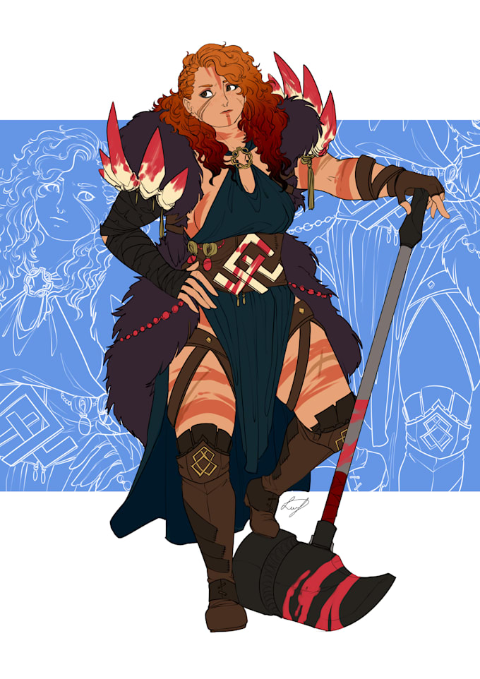 draw fantasy illustrations and characters in manga style