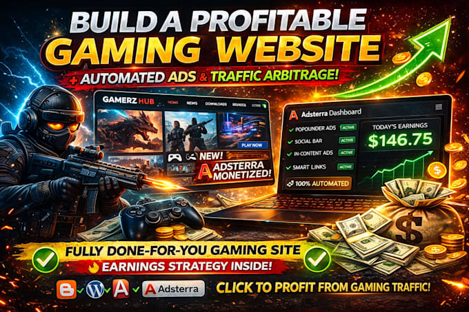 create an automatic monetized online gaming website