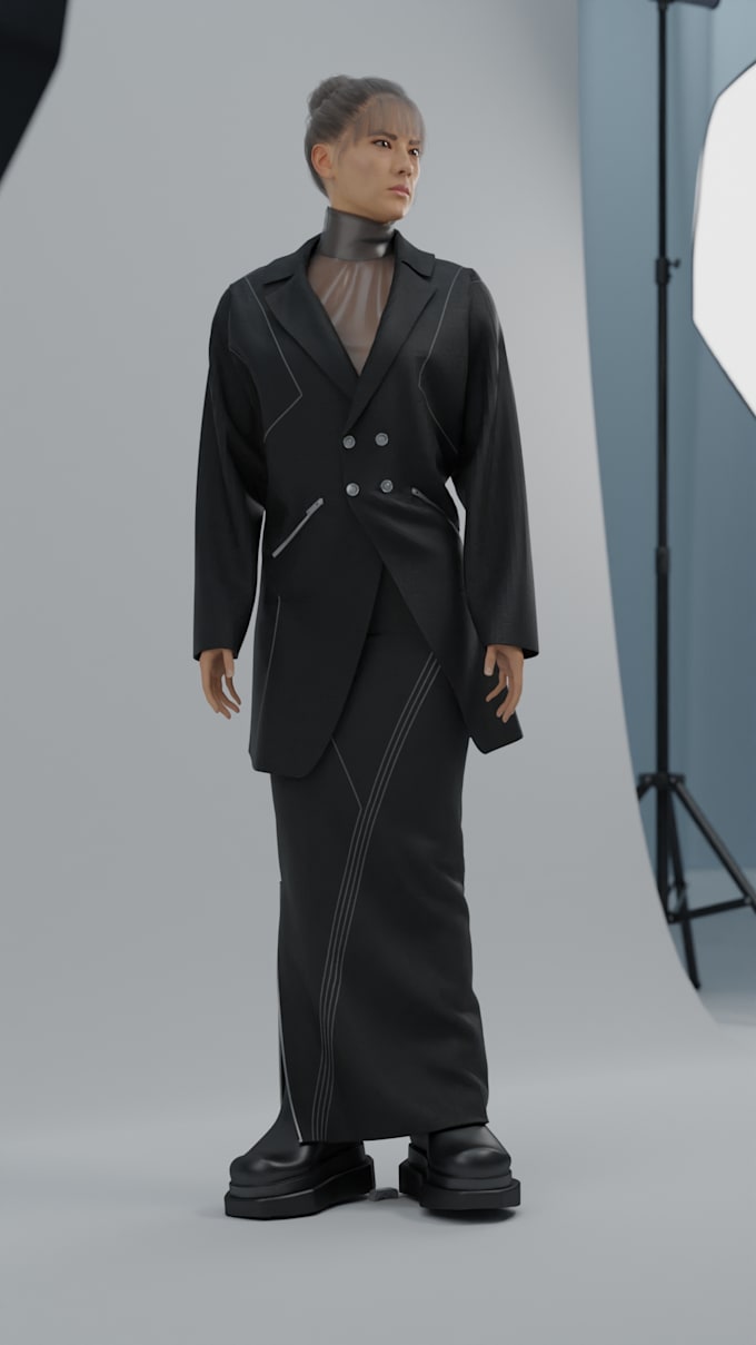 create a 3d fashion outfit and clothing design