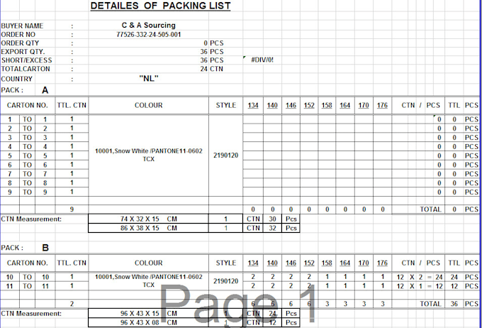 ll buyer wise packing list and shipping mark