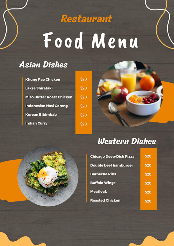 Design food menu, digital menu,restaurant menu, tv menu, static menu