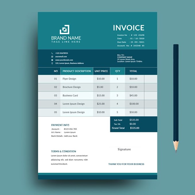 design an invoice or receipt for your brand identity
