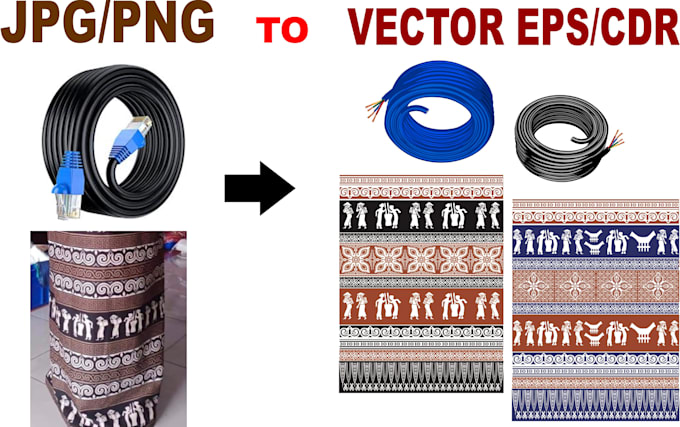 convert all complex bitmap format into vector cdr and eps
