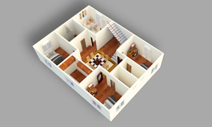 do attractive and realistic 3d floor plan rendering