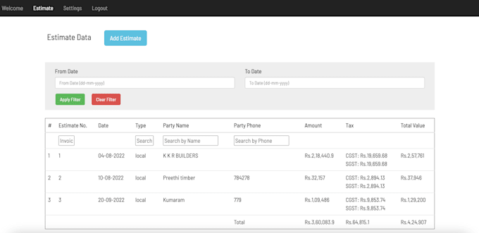 develop erp, billing, invoicing, stock application