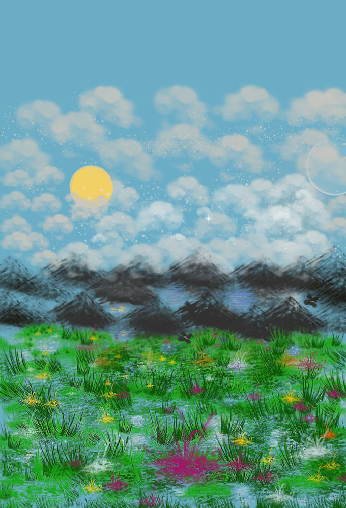 Draw beautiful mountain landscape illustrations by Guesswhat12 Fiverr