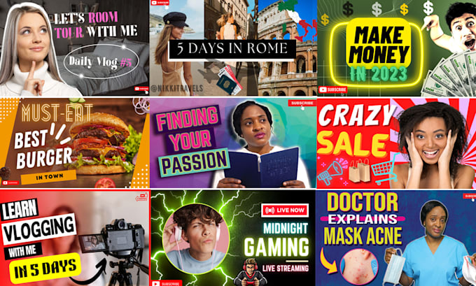 do stunning and attractive youtube thumbnail design