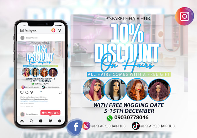 create hair extension, spa, beauty, lash, saloon christmas flyer