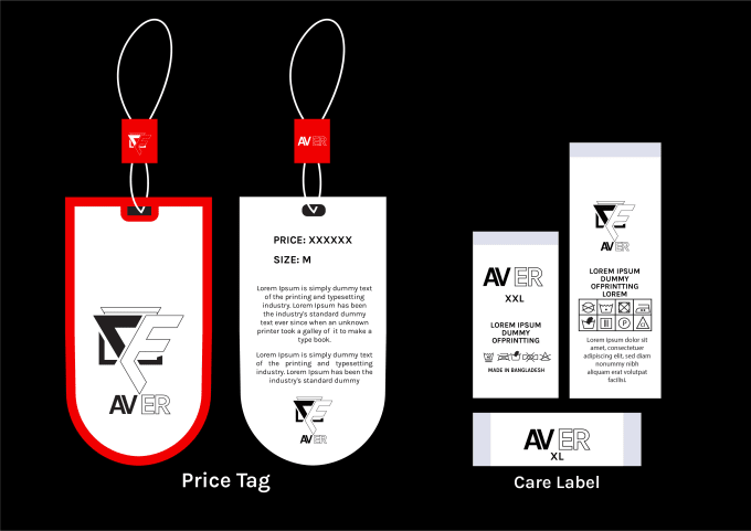 create hang tag design and clothing label design for garments accessories