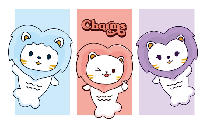 create character or mascot design, cartoon logo, emotes, poses