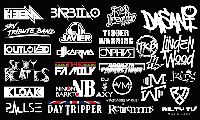 text , custom , hiphop producer , band , typography logo