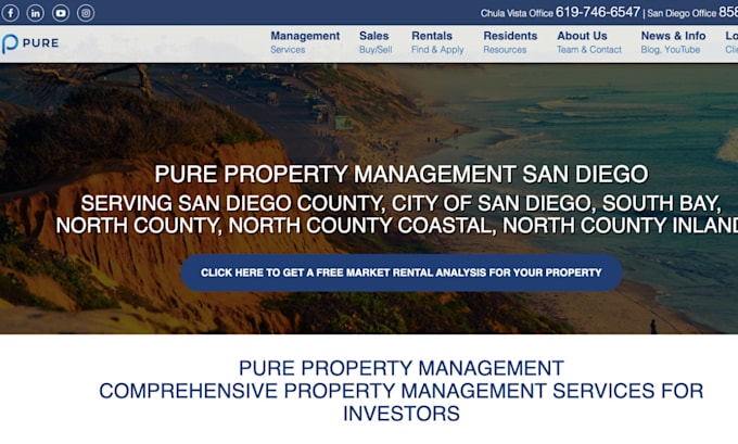 create property management website, real estate website vacation rentals website