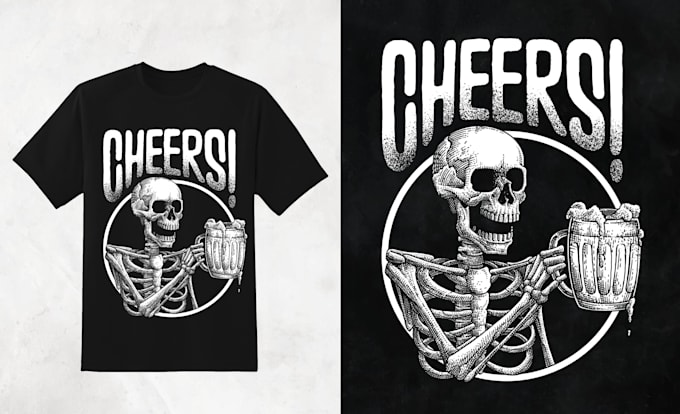 Create edgy skull grim skeleton for streetwear tshirt design by ...