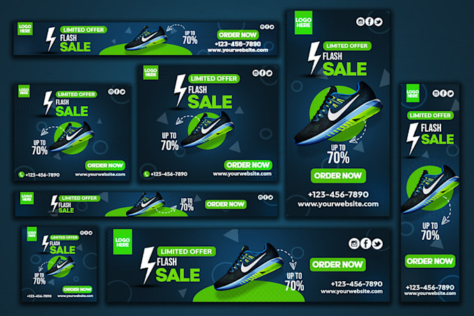 design awesome web banners ads, header, flyer and cover