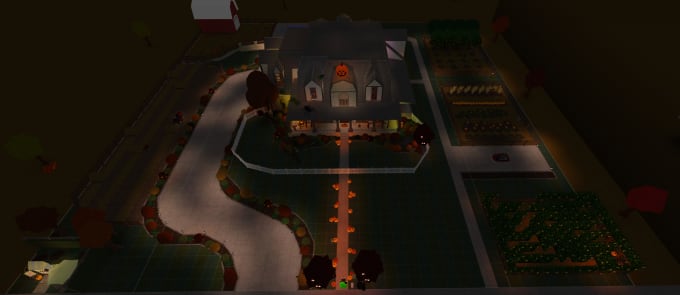 bloxburg, halloween decorated home