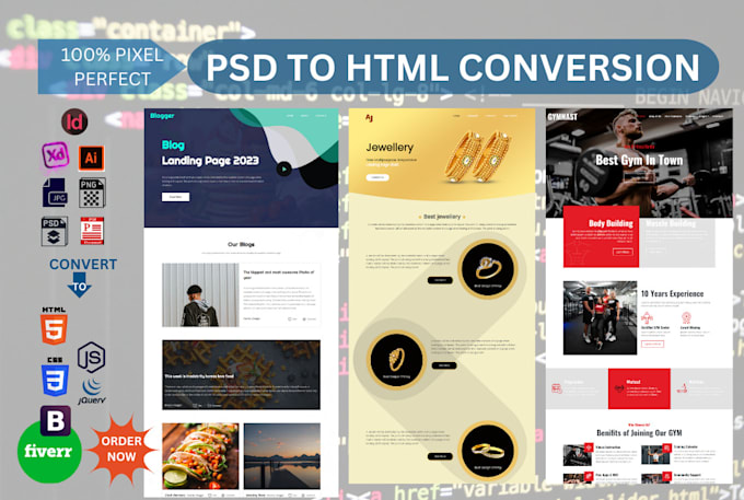 convert psd, xd, figma, png, jpeg, pdf to HTML or wordpress