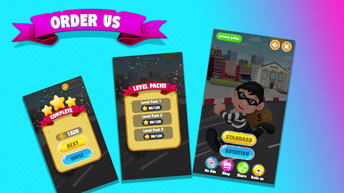 create professional game art and mobile game ui design