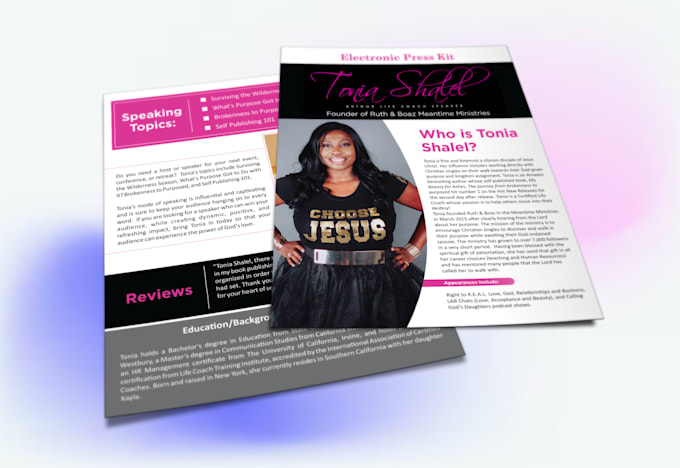 design a high impact media kit, one sheet, or speaker sheet