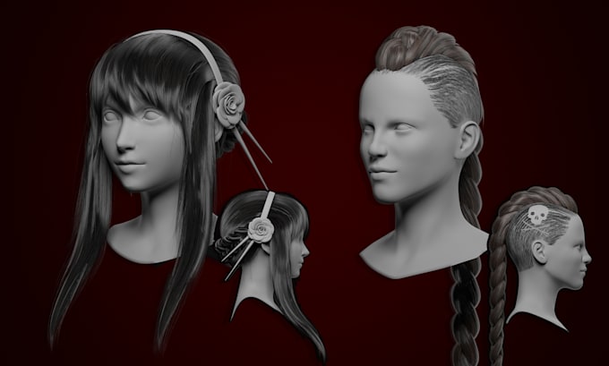 create a 3d hair model for your character