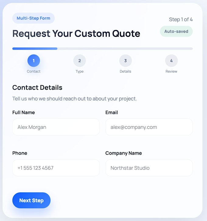 build custom multi step forms with automation