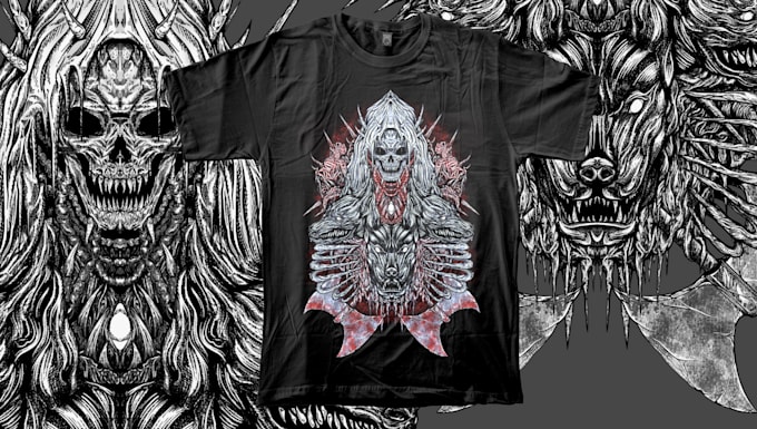 design unique dark art horror illustrations for your merch