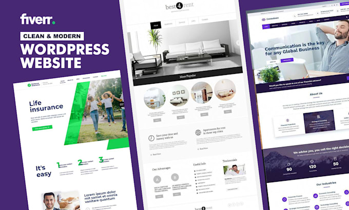 Build modern and responsive wordpress website design by Pkgdesign | Fiverr