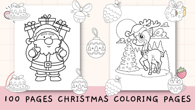 Send you 100 christmas colouring pages for your amazon kdp by Kusenalwi ...