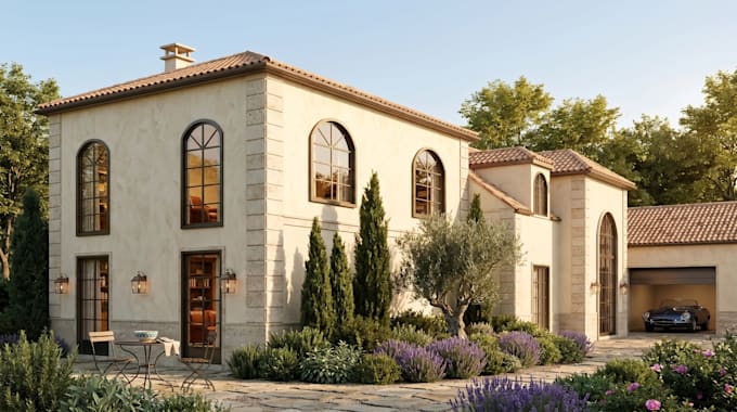 create 3d photo rendering exterior and interior for house