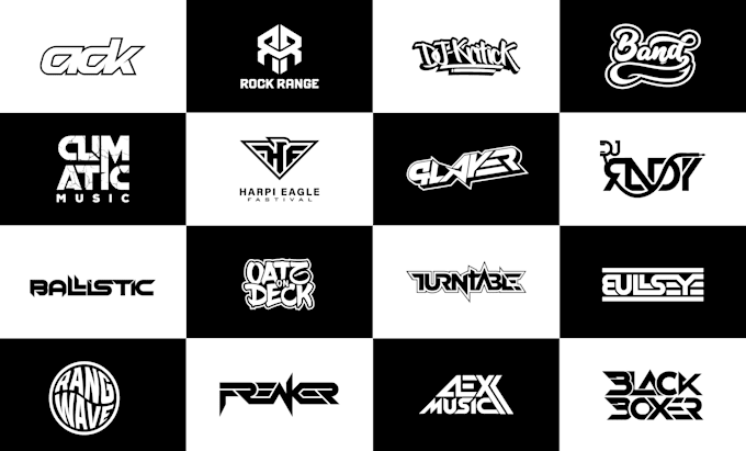 do music band typography dj logo and monogram initial text