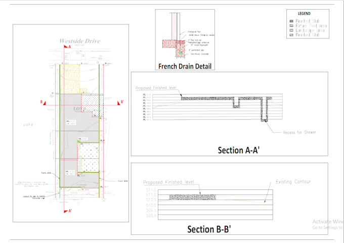 2d site grading plans, drainage plan, layout plans for city permits