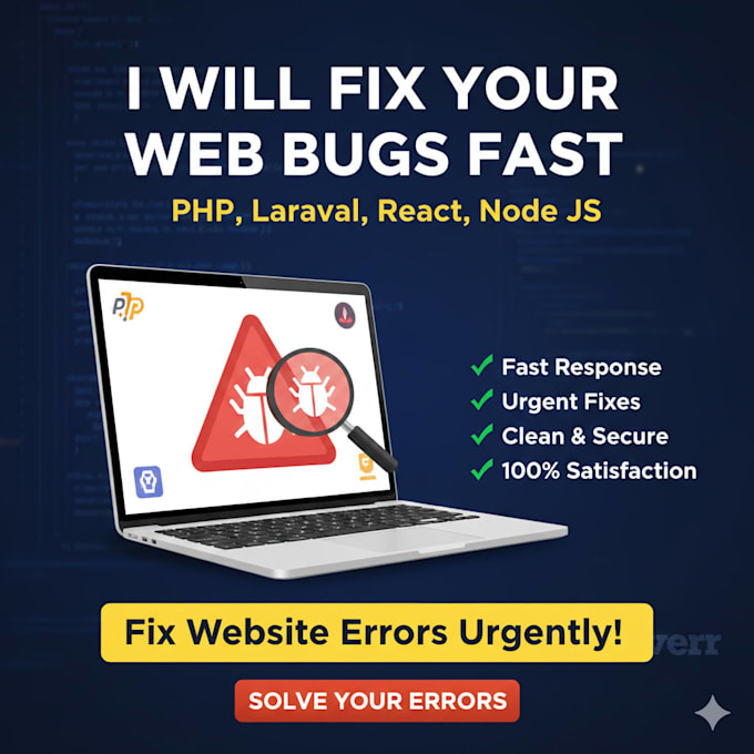 fix laravel error or PHP website bug urgently