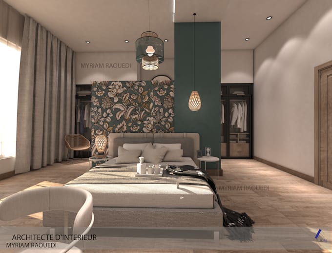 create interior design of your bedroom and 3d visualization